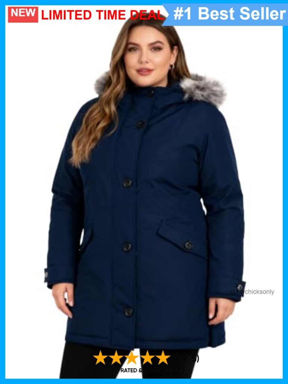 Plus Size Winter Parka Down Jacket Hooded Waterproof
